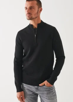 PATRICK ASSARAF Double-Face Quarter Zip Mock Neck|Men Knitwear