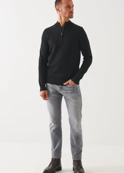 PATRICK ASSARAF Double-Face Quarter Zip Mock Neck|Men Knitwear