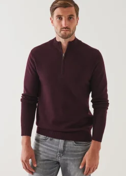 PATRICK ASSARAF Double-Face Quarter Zip Mock Neck|Men Knitwear