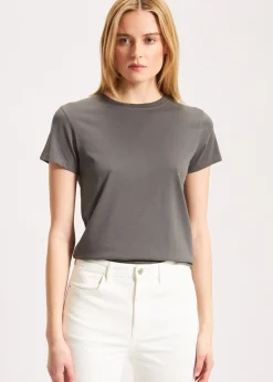 PATRICK ASSARAF Enzyme Wash Lightweight Pima Cotton V-Neck|Women T-Shirts