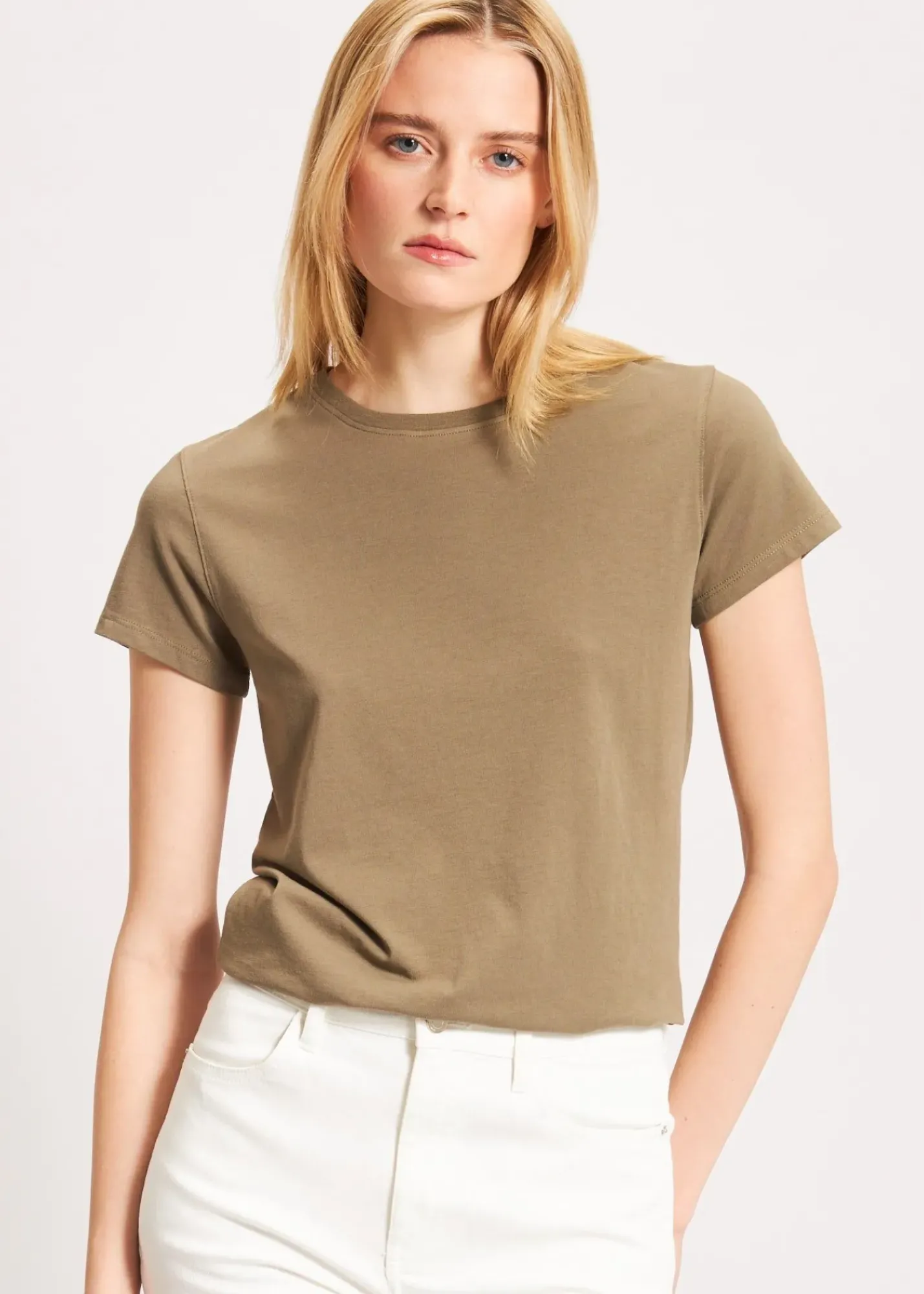 PATRICK ASSARAF Enzyme Wash Lightweight Pima Cotton V-Neck|Women T-Shirts