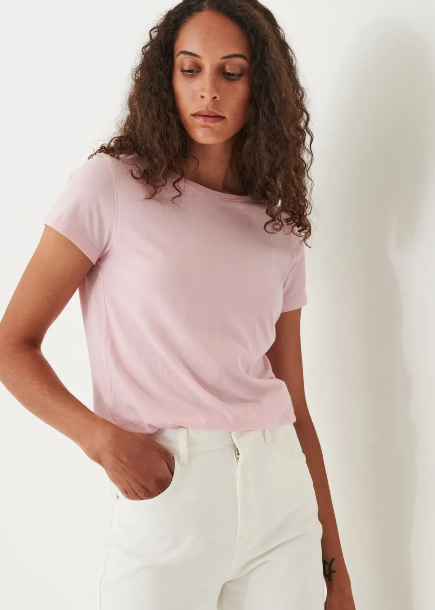 PATRICK ASSARAF Enzyme Wash Lightweight Pima Cotton T-Shirt|Women T-Shirts