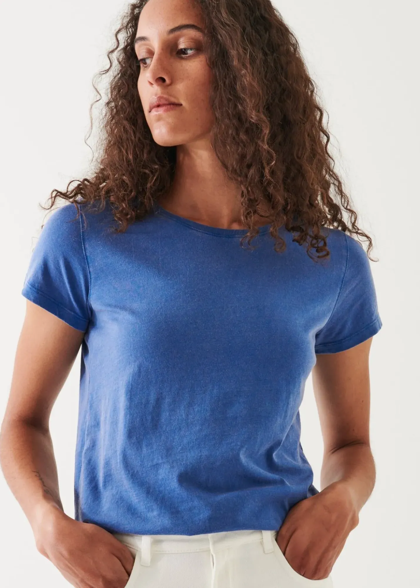 PATRICK ASSARAF Enzyme Wash Lightweight Pima Cotton T-Shirt|Women T-Shirts