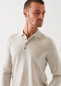 PATRICK ASSARAF Extra-Fine Merino Button Polo|Men Knitwear