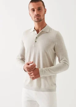 PATRICK ASSARAF Extra-Fine Merino Button Polo|Men Knitwear