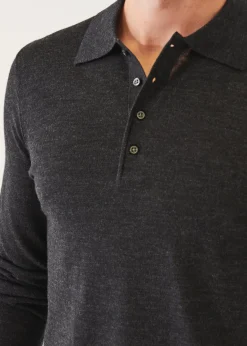 PATRICK ASSARAF Extra-Fine Merino Button Polo|Men Polos