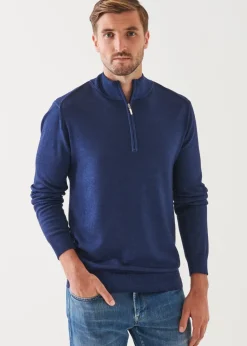 PATRICK ASSARAF Extra-Fine Merino Cold Dye Quarter Zip|Men Knitwear