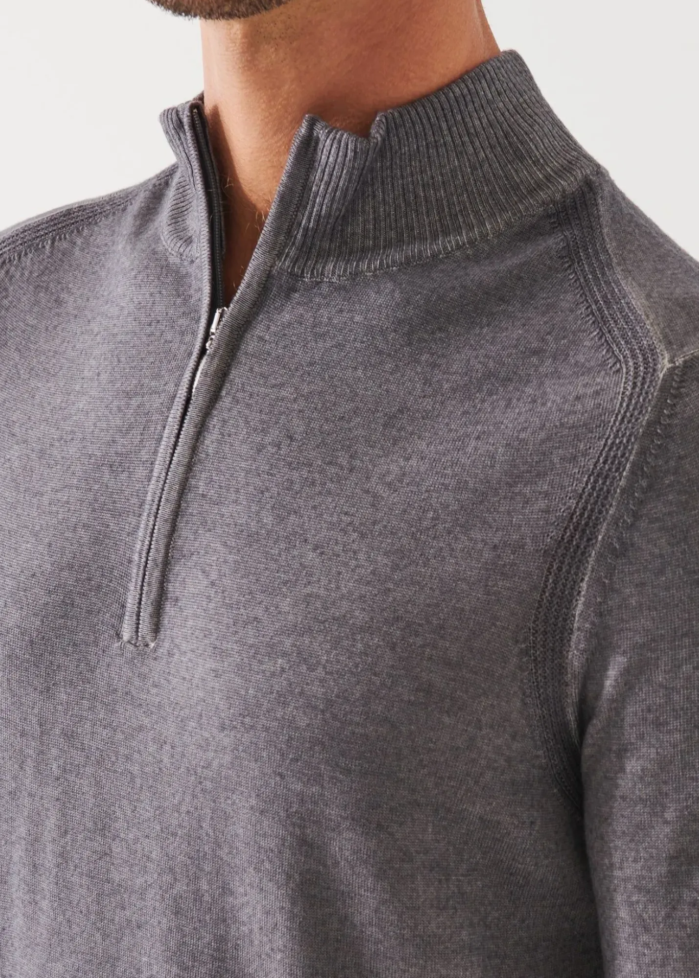 PATRICK ASSARAF Extra-Fine Merino Cold Dye Quarter Zip|Men Knitwear