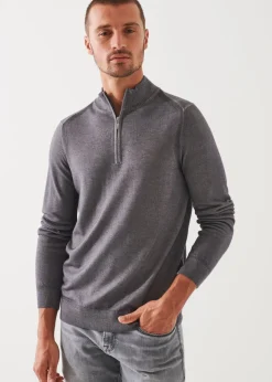 PATRICK ASSARAF Extra-Fine Merino Cold Dye Quarter Zip|Men Knitwear