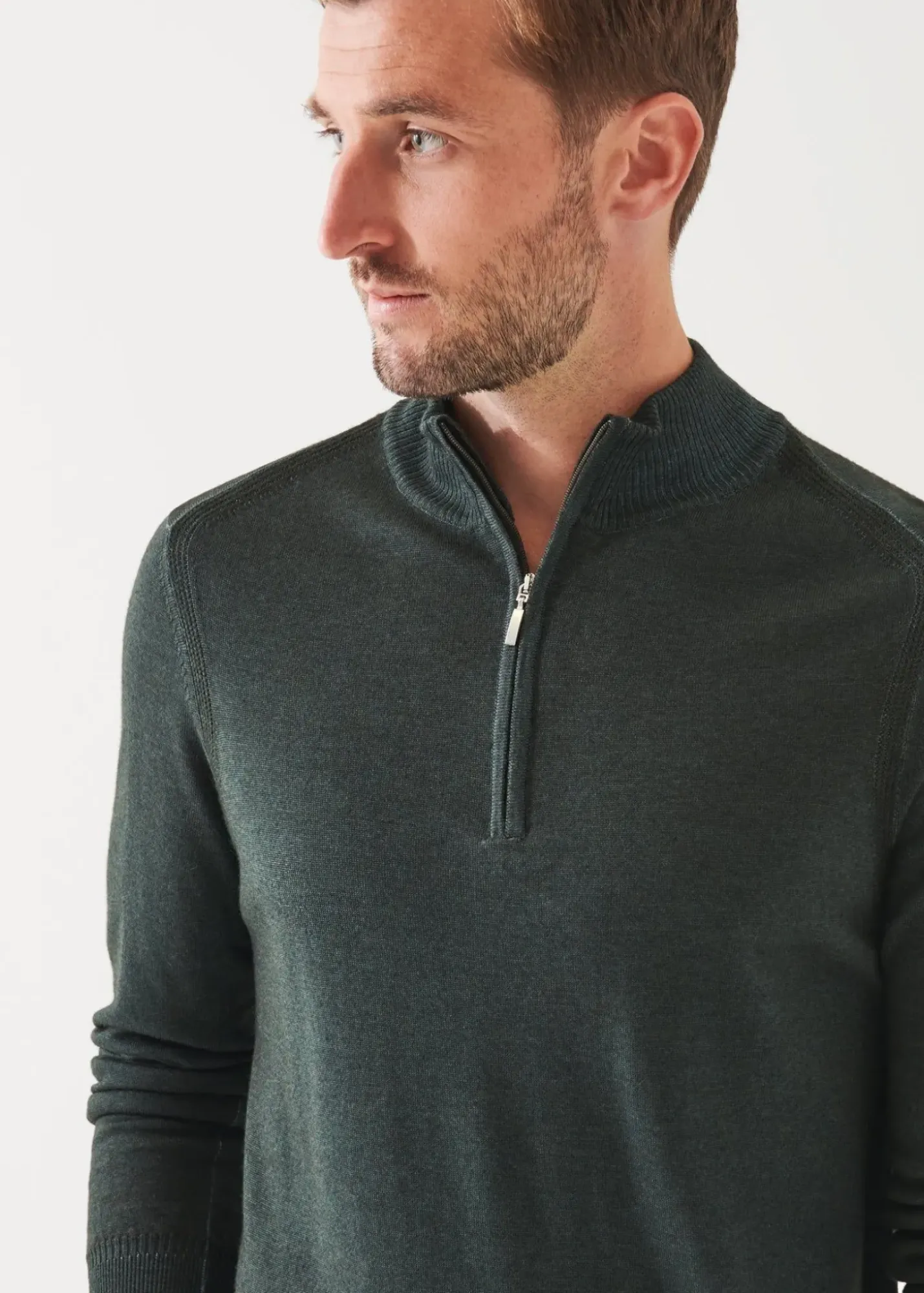 PATRICK ASSARAF Extra-Fine Merino Cold Dye Quarter Zip|Men Knitwear