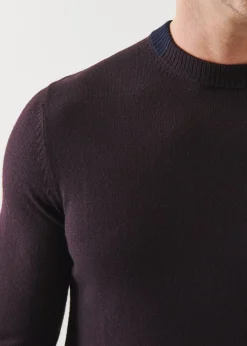 PATRICK ASSARAF Extra-Fine Merino Contrast Collar Crewneck|Men Knitwear