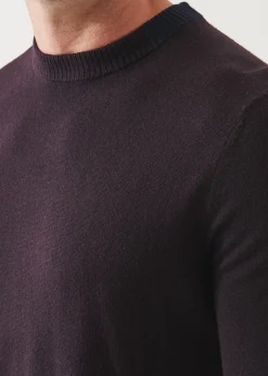 PATRICK ASSARAF Extra-Fine Merino Contrast Collar Crewneck|Men Knitwear