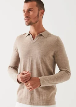 PATRICK ASSARAF Extra-Fine Merino Open Polo|Men Knitwear