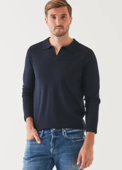 PATRICK ASSARAF Extra-Fine Merino Open Polo|Men Knitwear