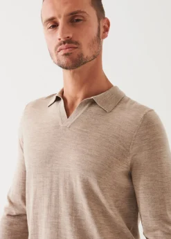 PATRICK ASSARAF Extra-Fine Merino Open Polo|Men Knitwear