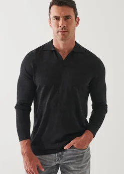 PATRICK ASSARAF Extra-Fine Merino Open Polo|Men Knitwear