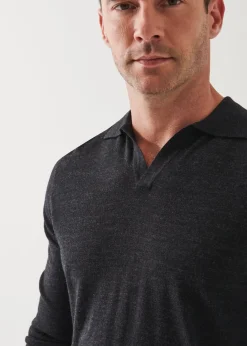 PATRICK ASSARAF Extra-Fine Merino Open Polo|Men Knitwear