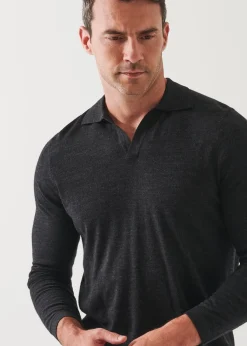 PATRICK ASSARAF Extra-Fine Merino Open Polo|Men Knitwear