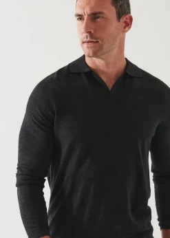 PATRICK ASSARAF Extra-Fine Merino Open Polo|Men Knitwear