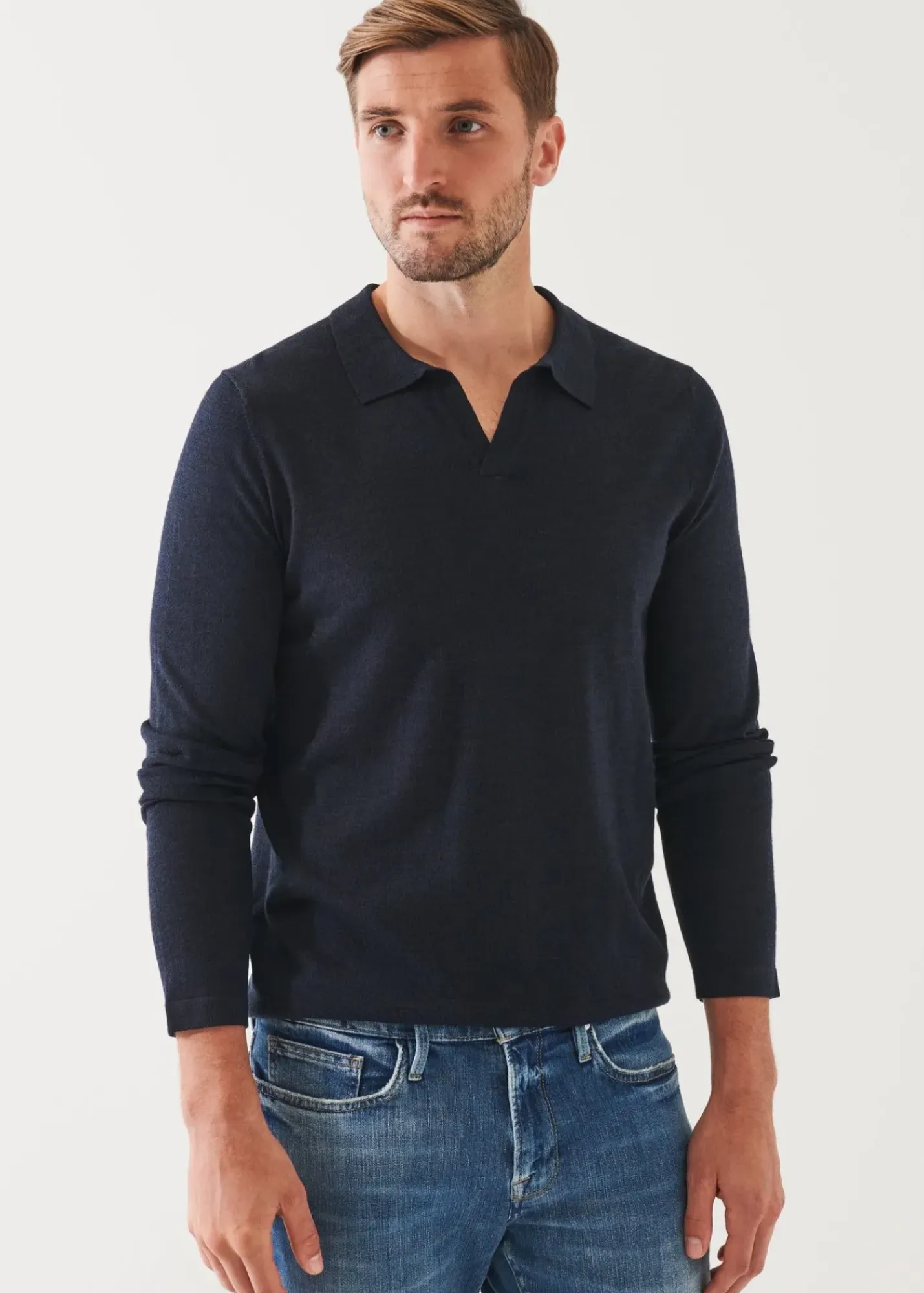 PATRICK ASSARAF Extra-Fine Merino Open Polo|Men Polos