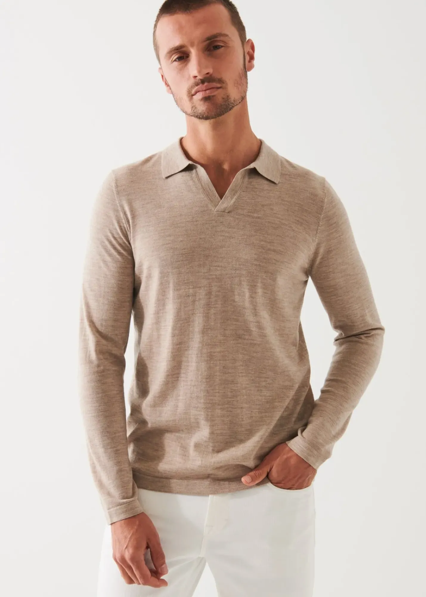 PATRICK ASSARAF Extra-Fine Merino Open Polo|Men Polos