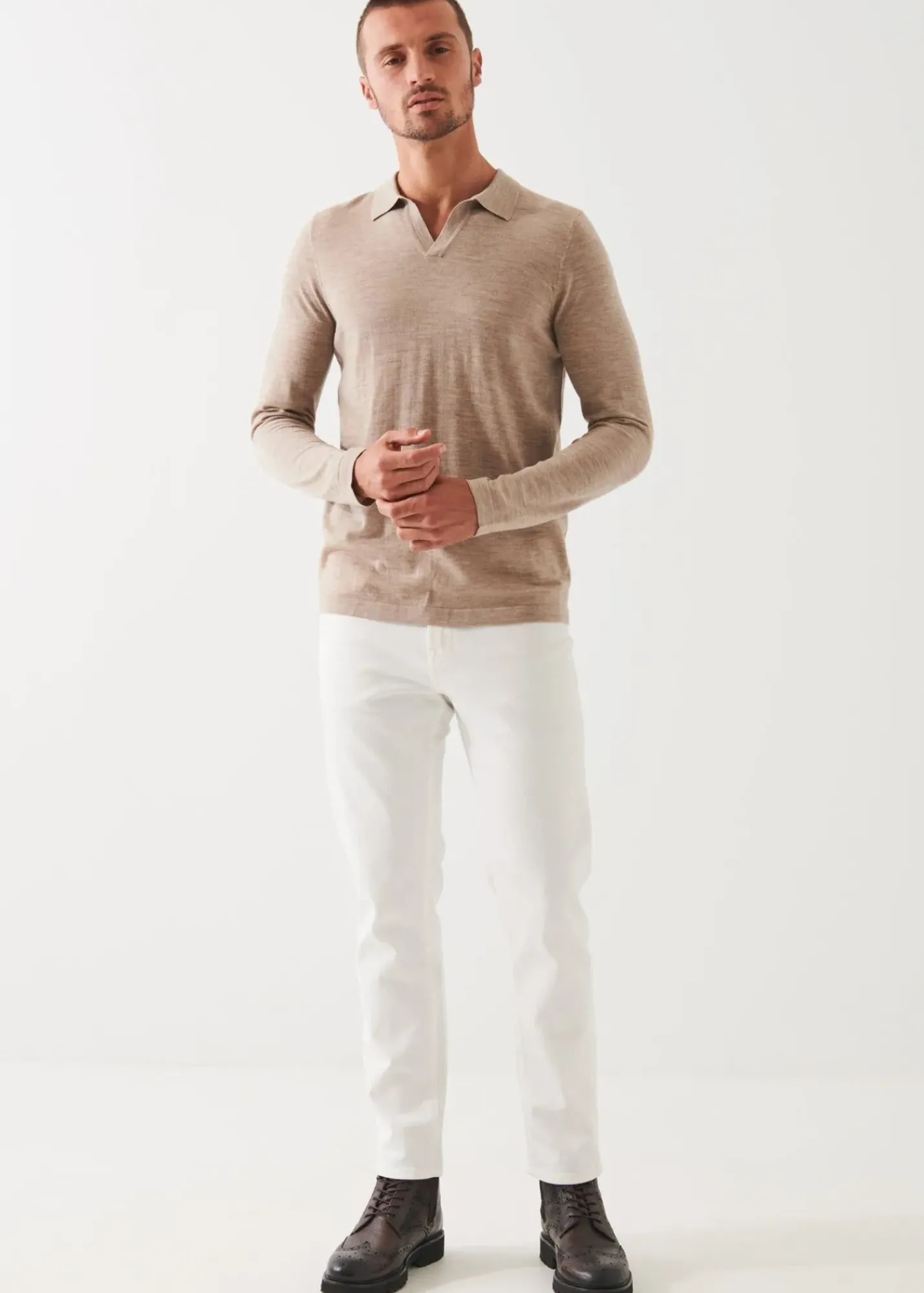 PATRICK ASSARAF Extra-Fine Merino Open Polo|Men Polos