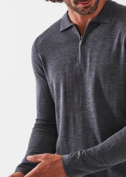 PATRICK ASSARAF Extra-Fine Merino Quarter Zip Polo|Men Knitwear