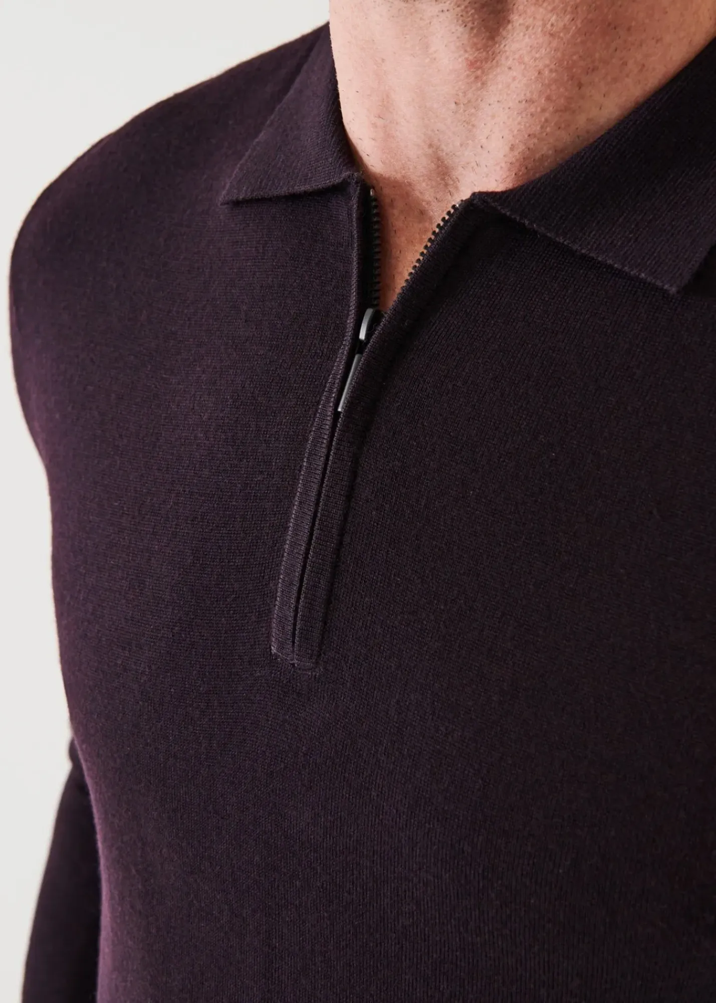 PATRICK ASSARAF Extra-Fine Merino Quarter Zip Polo|Men Knitwear