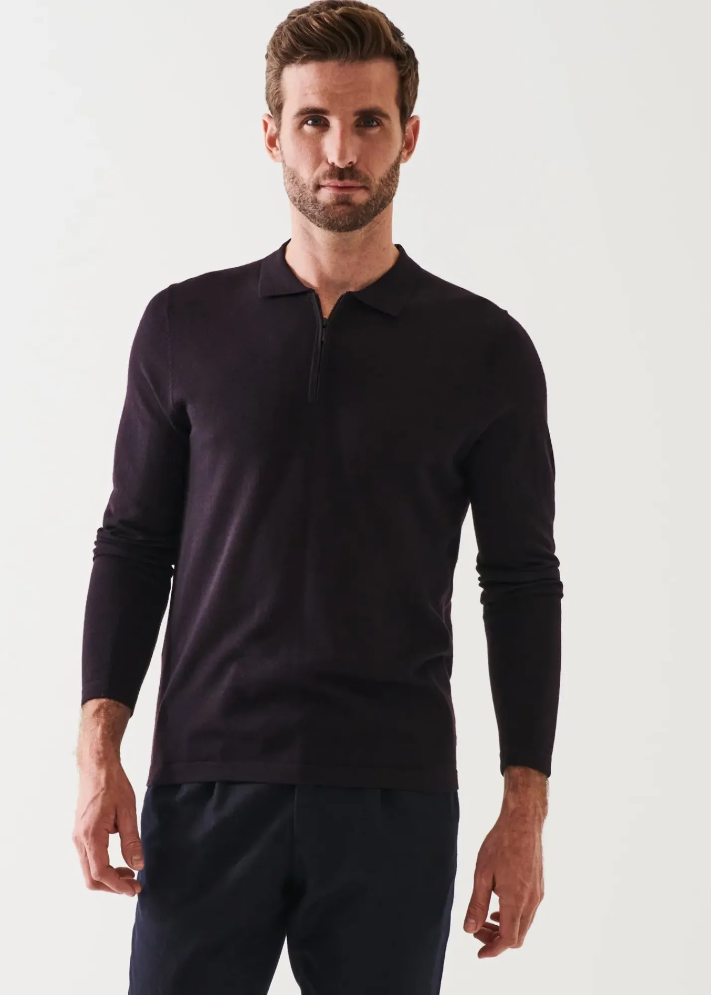 PATRICK ASSARAF Extra-Fine Merino Quarter Zip Polo|Men Knitwear