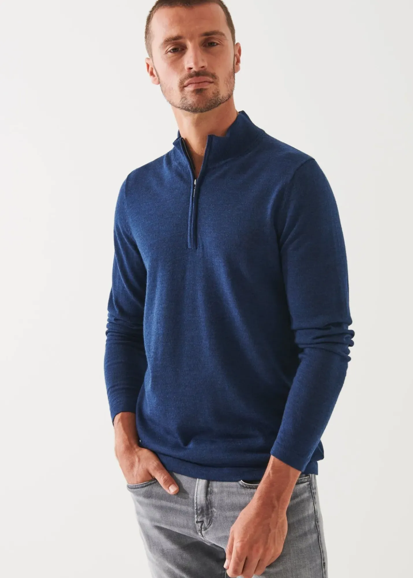 PATRICK ASSARAF Extra-Fine Merino Quarter Zip|Men Knitwear