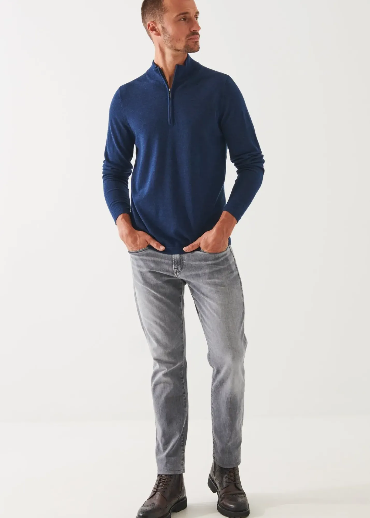 PATRICK ASSARAF Extra-Fine Merino Quarter Zip|Men Knitwear