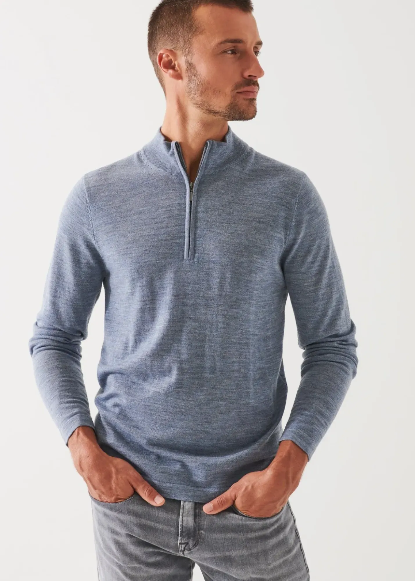 PATRICK ASSARAF Extra-Fine Merino Quarter Zip|Men Knitwear