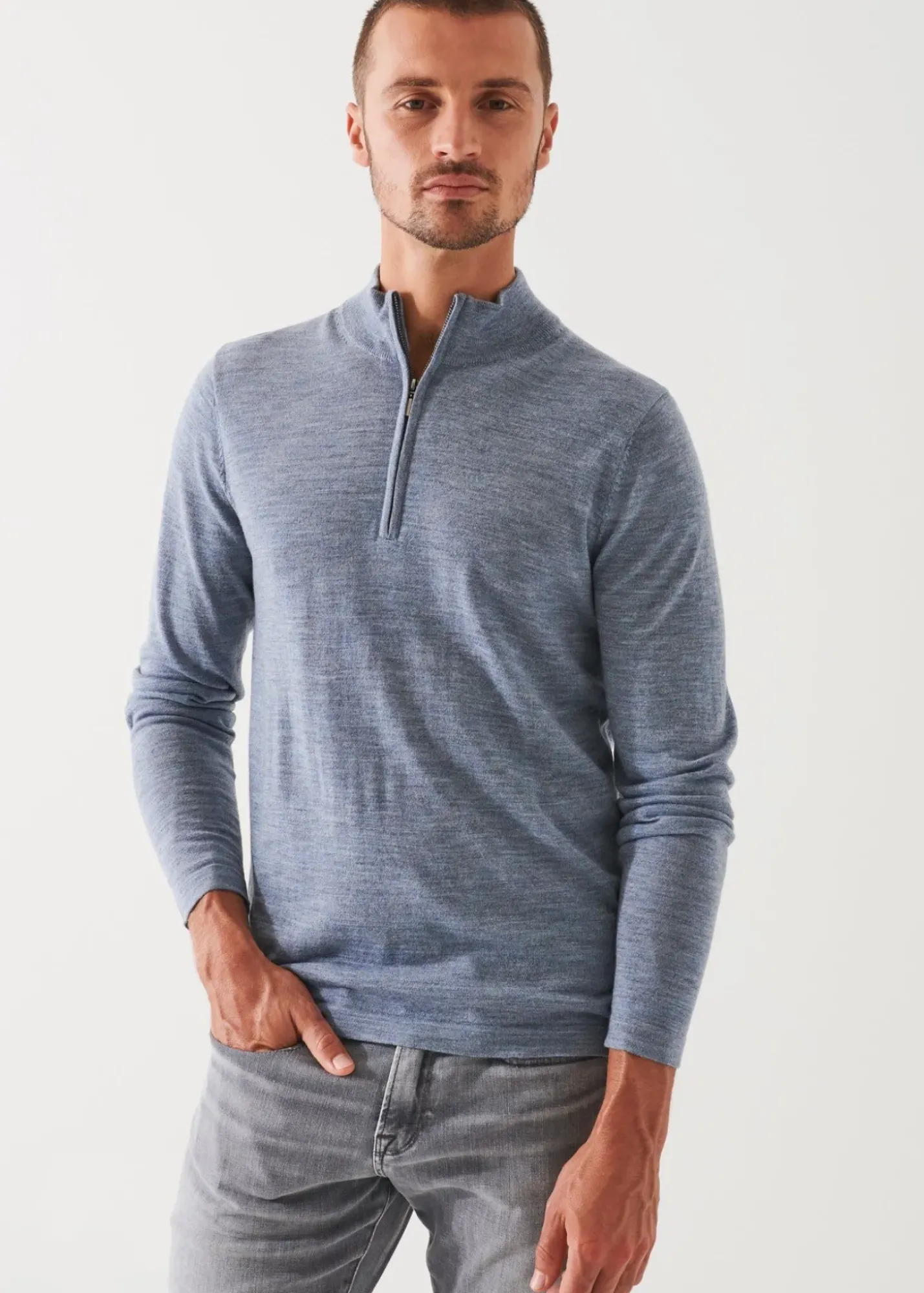PATRICK ASSARAF Extra-Fine Merino Quarter Zip|Men Knitwear