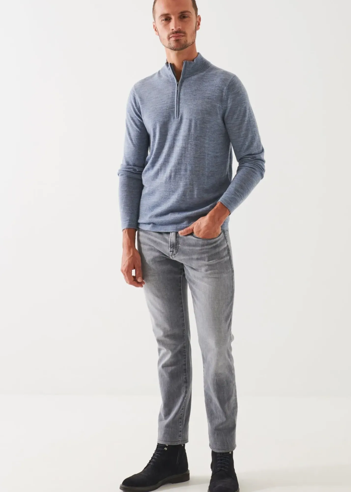 PATRICK ASSARAF Extra-Fine Merino Quarter Zip|Men Knitwear