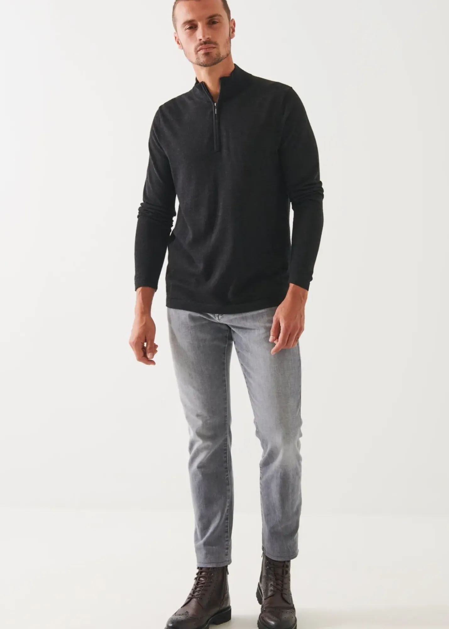PATRICK ASSARAF Extra-Fine Merino Quarter Zip|Men Knitwear