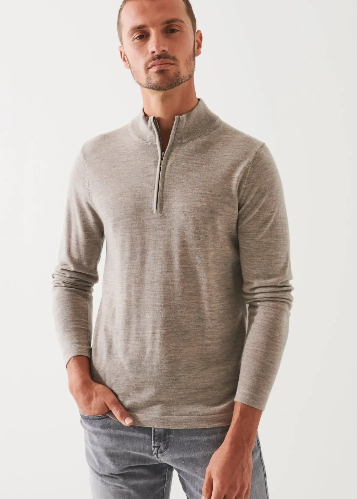 PATRICK ASSARAF Extra-Fine Merino Quarter Zip|Men Knitwear