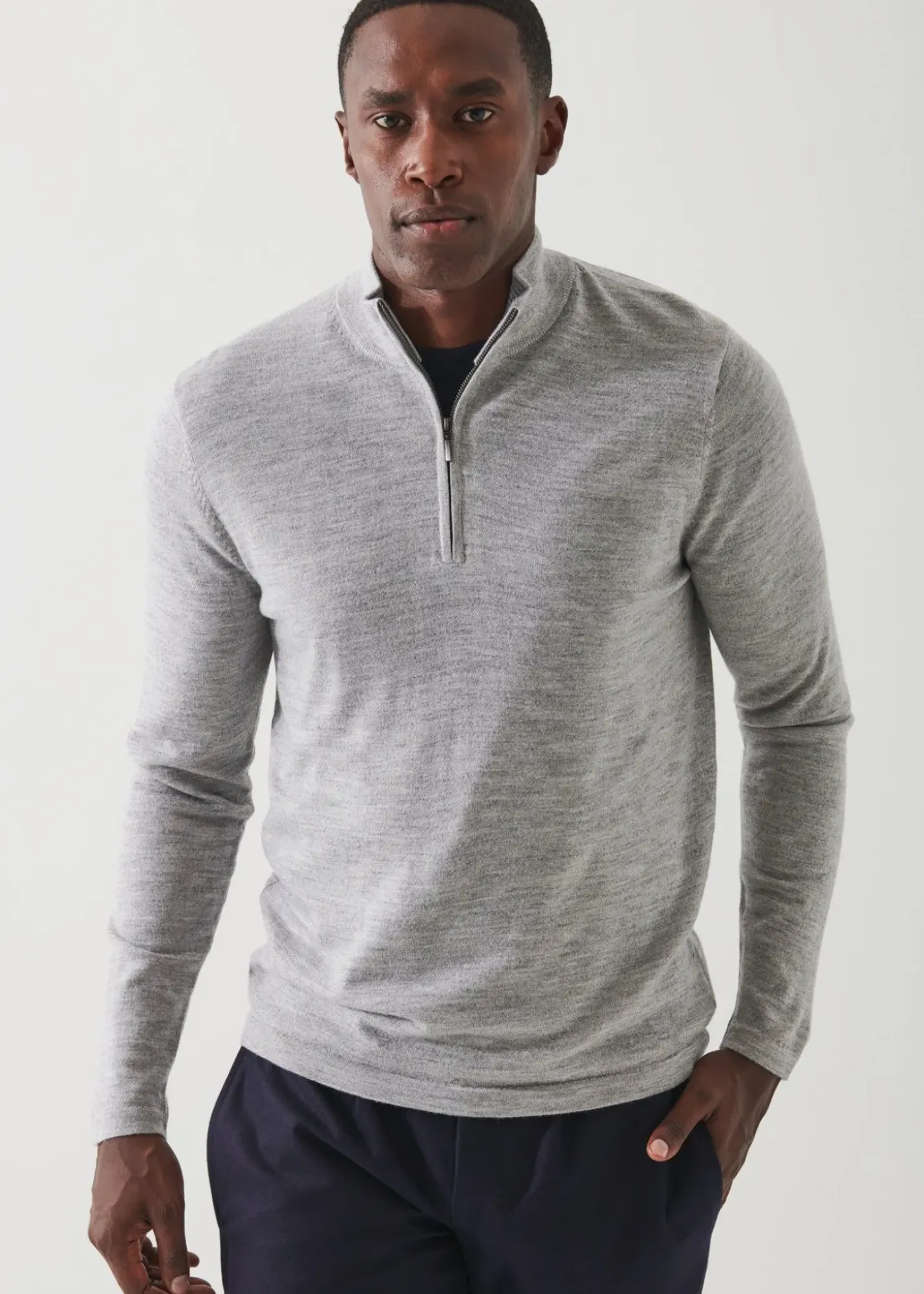 PATRICK ASSARAF Extra-Fine Merino Quarter Zip|Men Knitwear