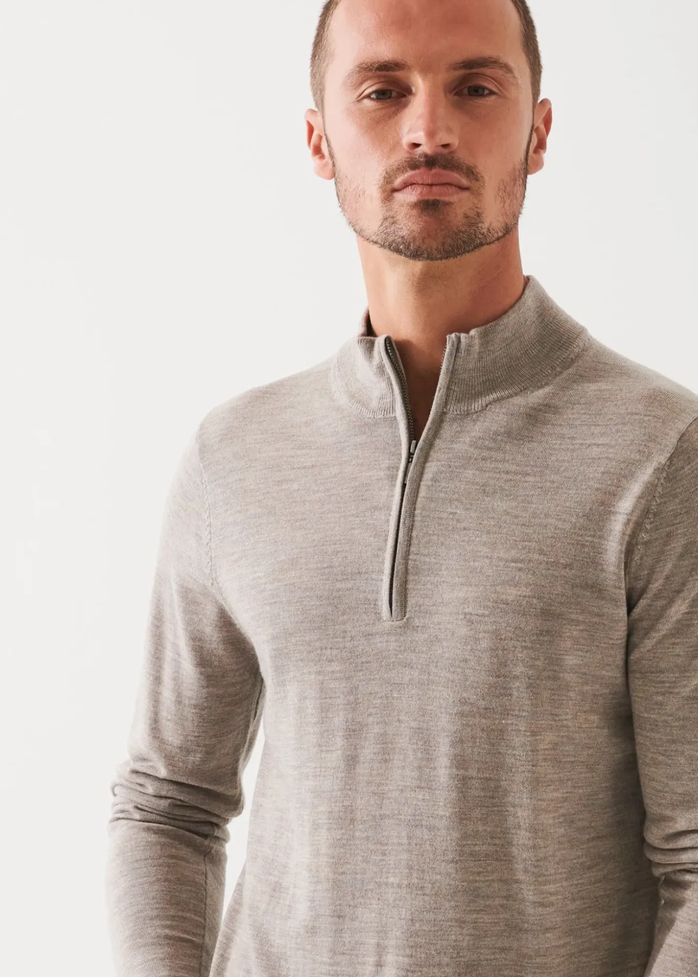 PATRICK ASSARAF Extra-Fine Merino Quarter Zip|Men Knitwear
