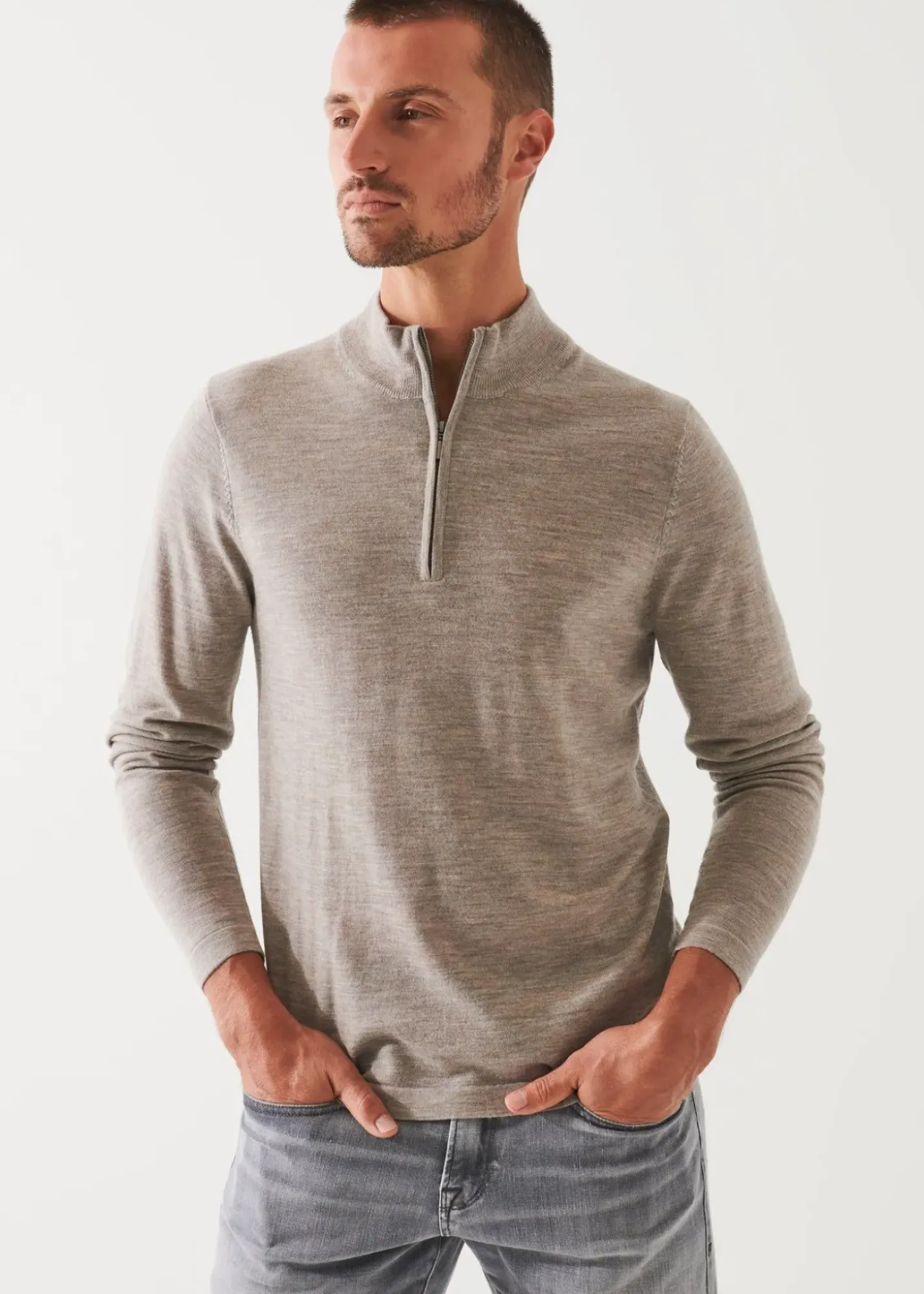 PATRICK ASSARAF Extra-Fine Merino Quarter Zip|Men Knitwear