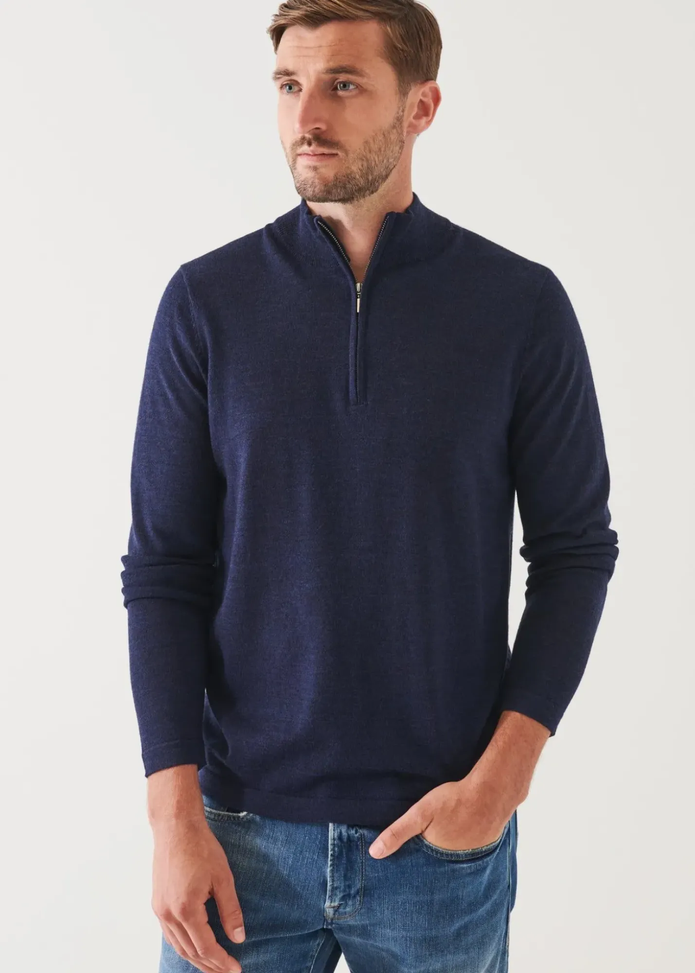 PATRICK ASSARAF Extra-Fine Merino Quarter Zip|Men Knitwear