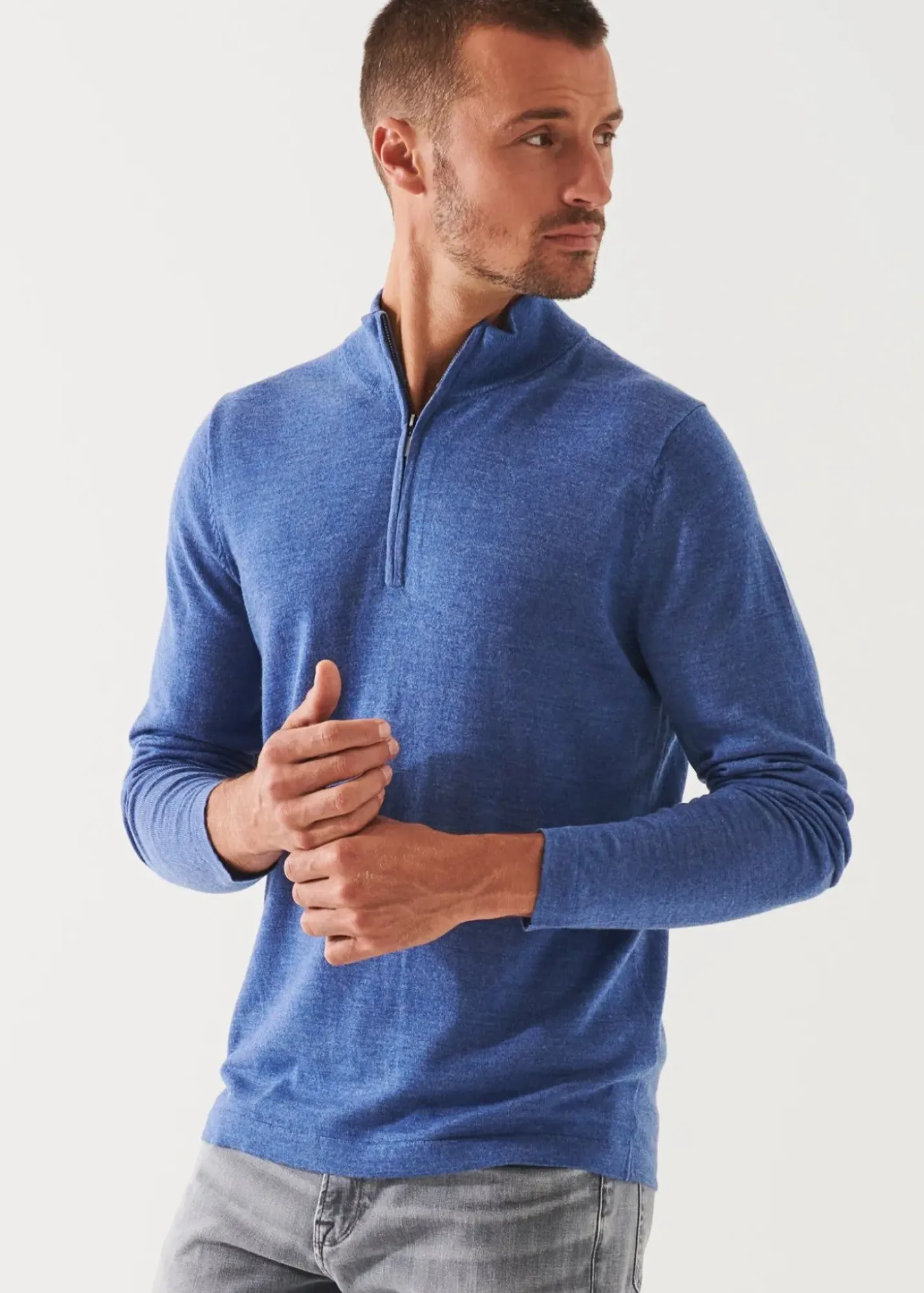 PATRICK ASSARAF Extra-Fine Merino Quarter Zip|Men Knitwear