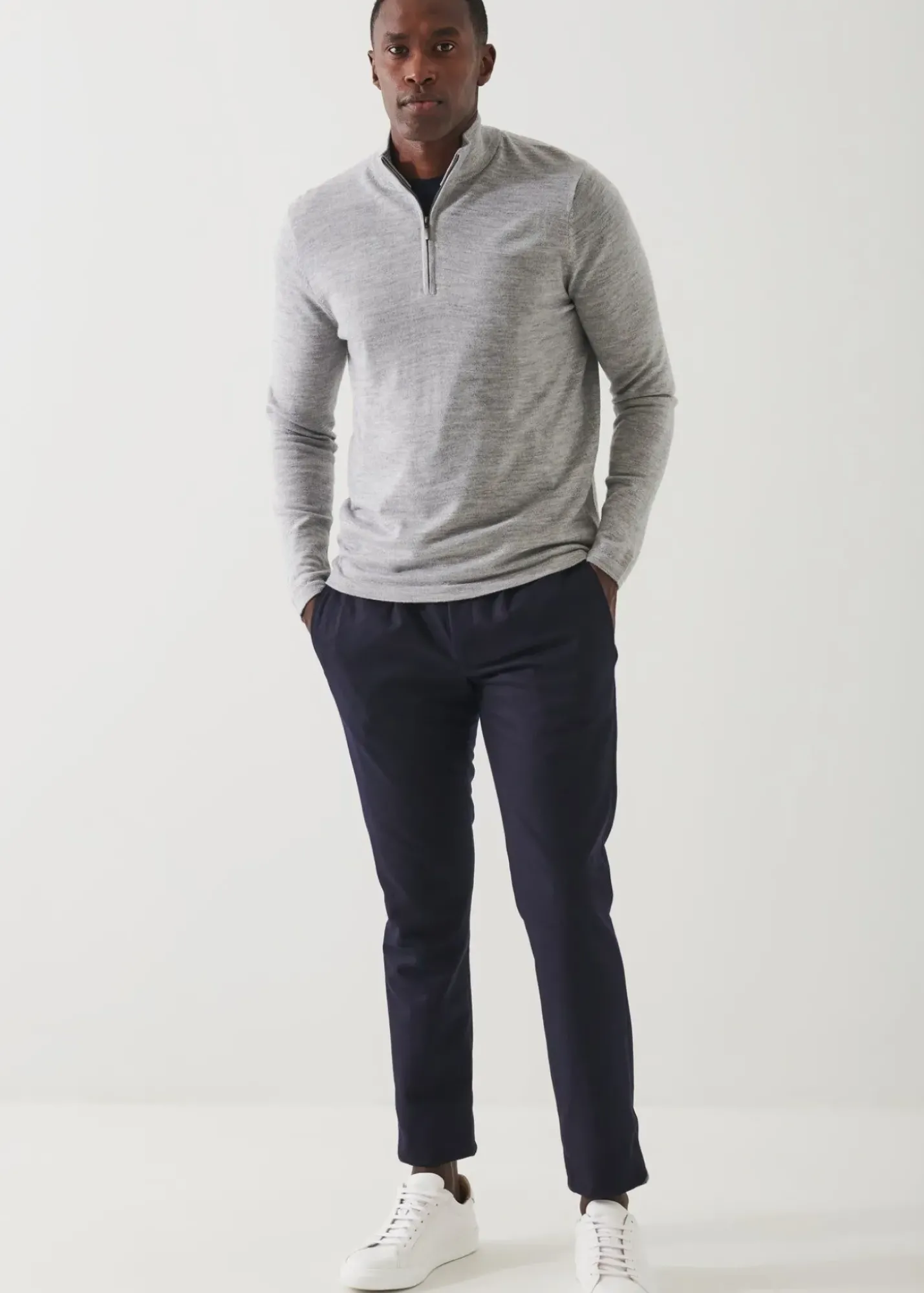 PATRICK ASSARAF Extra-Fine Merino Quarter Zip|Men Knitwear