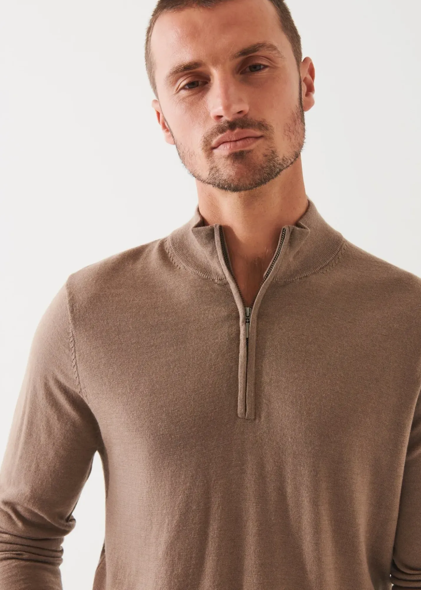 PATRICK ASSARAF Extra-Fine Merino Quarter Zip|Men Knitwear