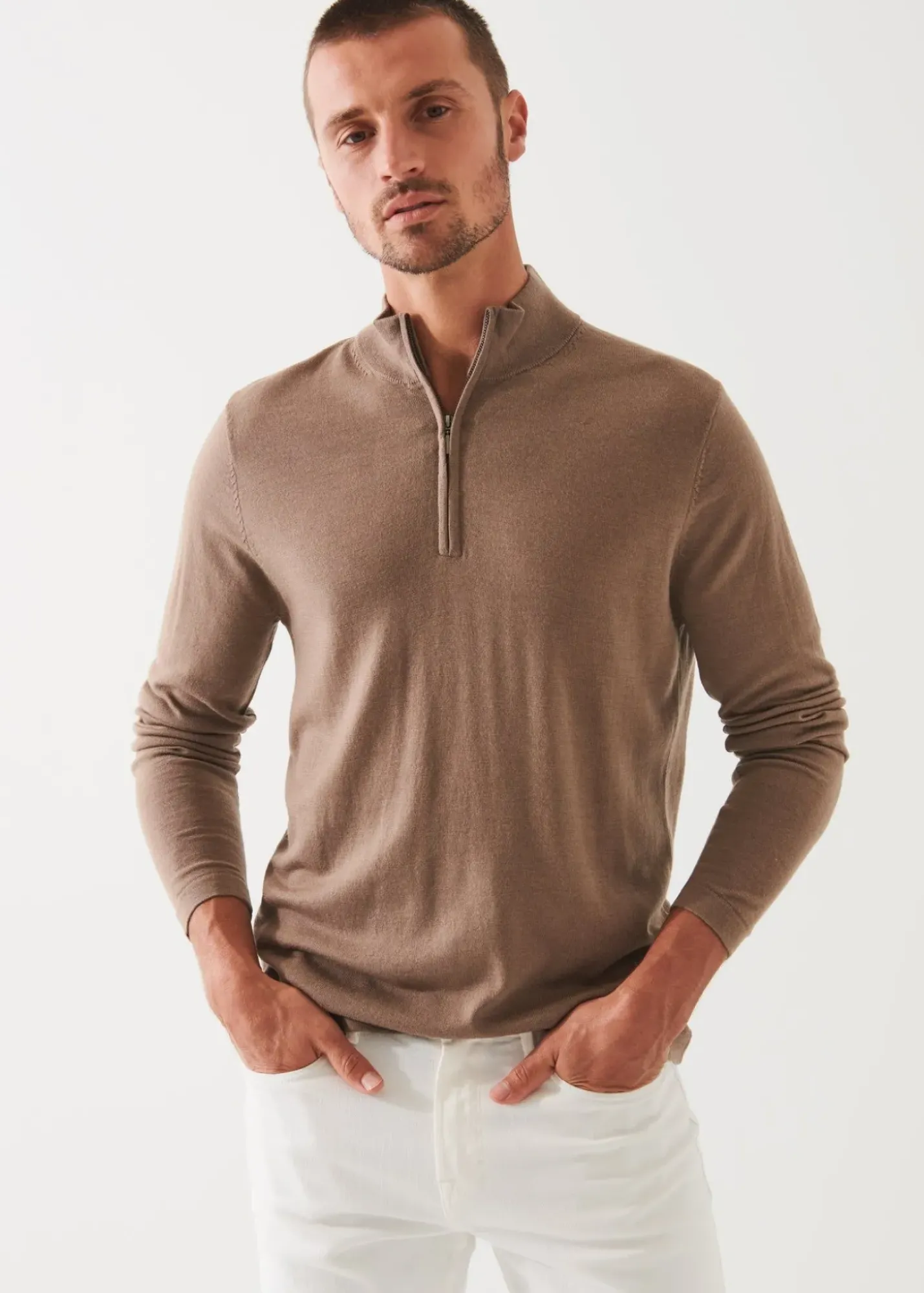 PATRICK ASSARAF Extra-Fine Merino Quarter Zip|Men Knitwear