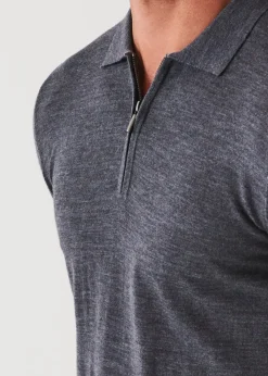 PATRICK ASSARAF Extra-Fine Merino Quarter Zip Polo|Men Polos