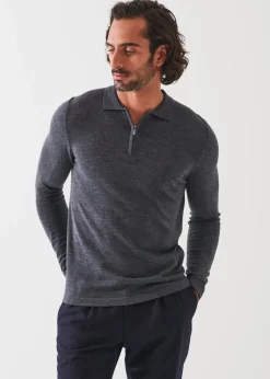 PATRICK ASSARAF Extra-Fine Merino Quarter Zip Polo|Men Polos
