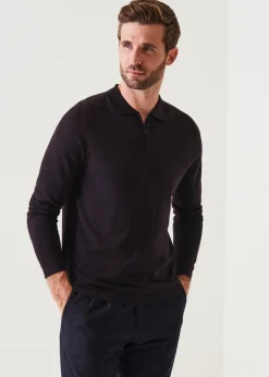 PATRICK ASSARAF Extra-Fine Merino Quarter Zip Polo|Men Polos