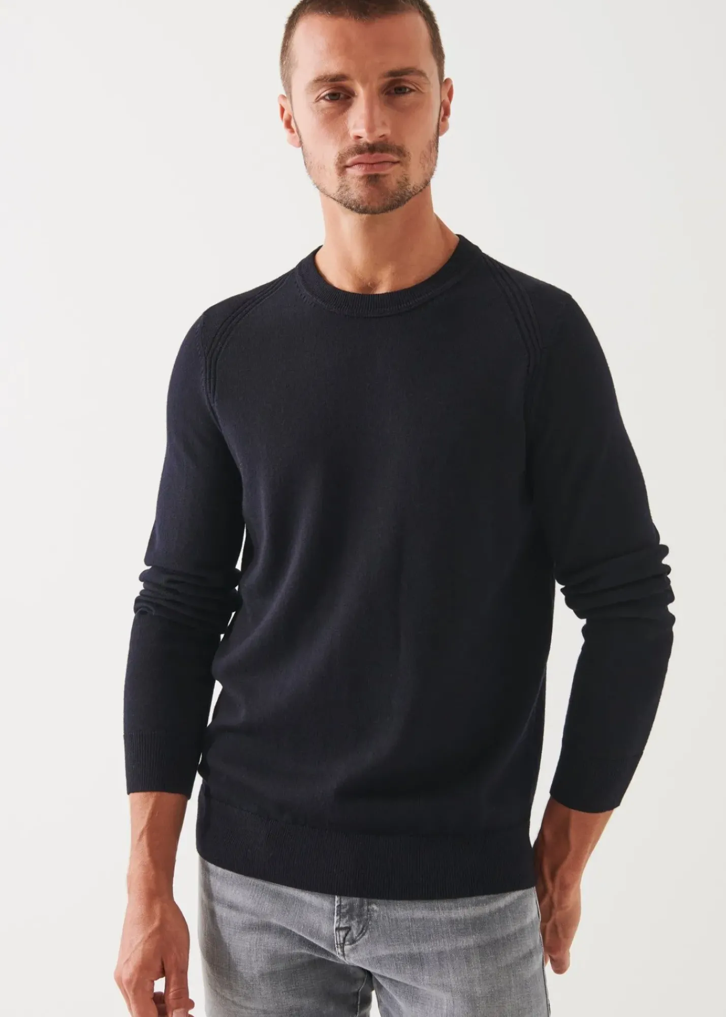 PATRICK ASSARAF Extra-Fine Merino Raglan Crewneck|Men Knitwear