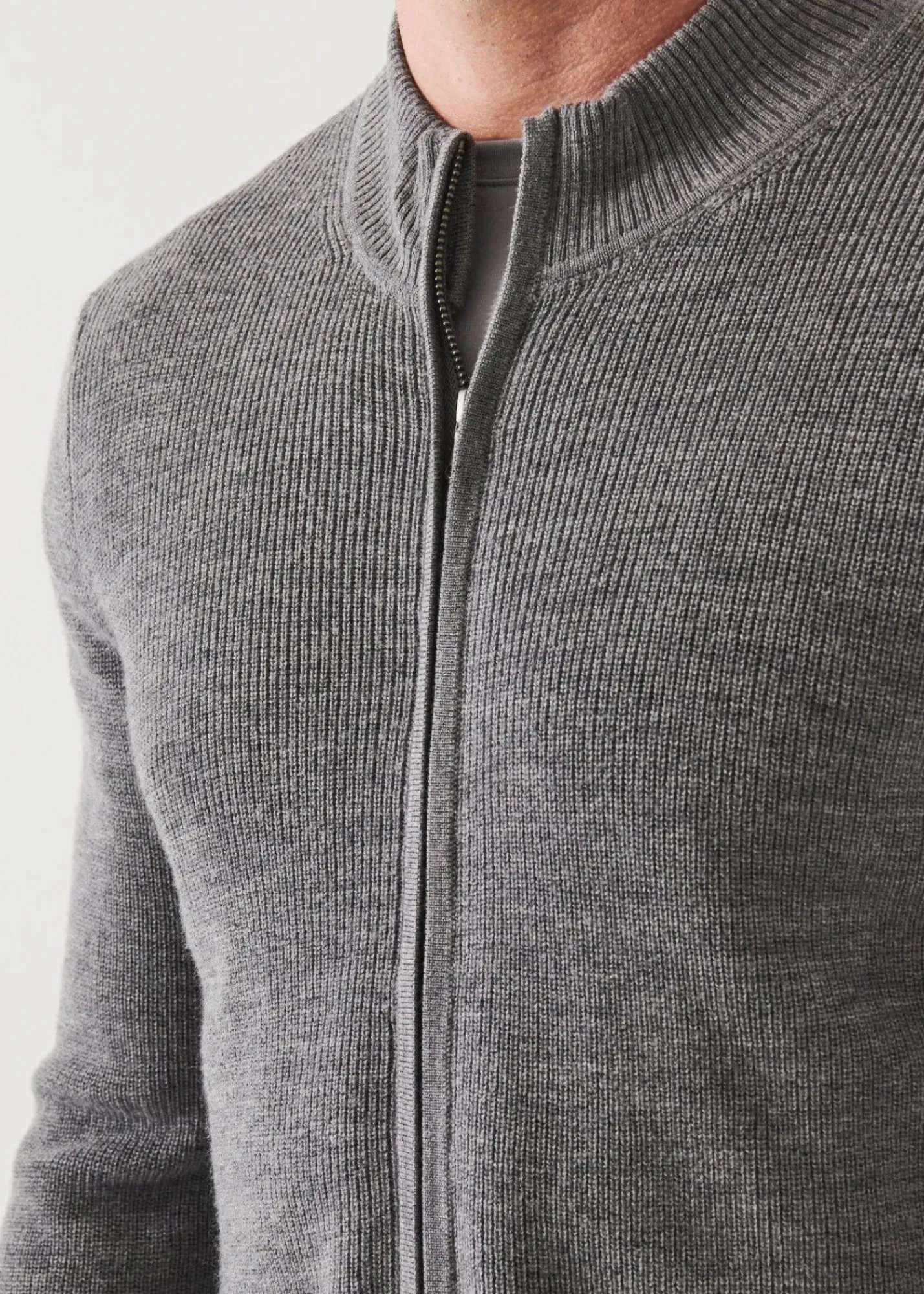 PATRICK ASSARAF Extra-Fine Merino Ribbed Full Zip Cardigan|Men Knitwear