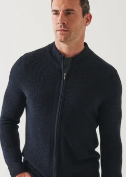 PATRICK ASSARAF Extra-Fine Merino Ribbed Full Zip Cardigan|Men Knitwear